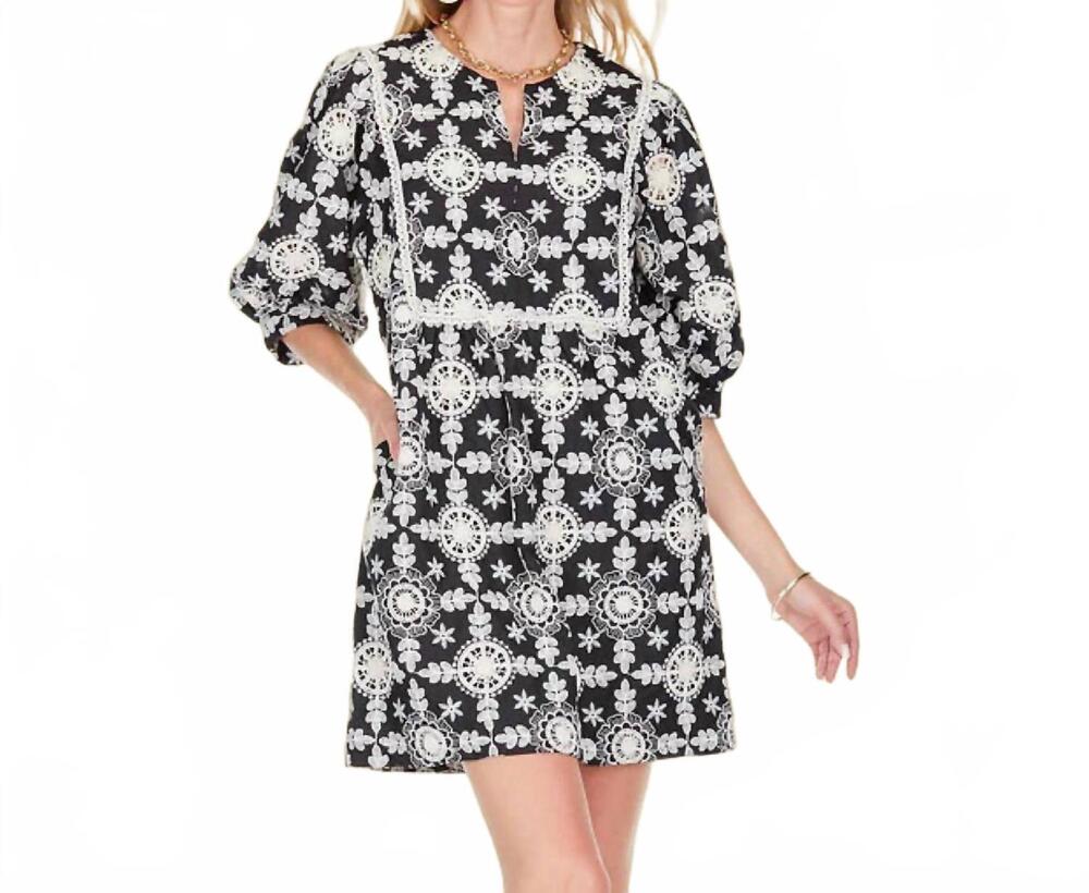 NEW JOY JOY floral embossed dress in black